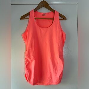 CALIA by Carrie Underwood Ruched Side Workout Tank Top Neon Coral Orange
